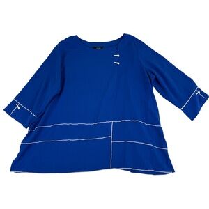 Ali Miles Women’s Electric Blue 3/4 Sleeve Blouse, Size 2XL